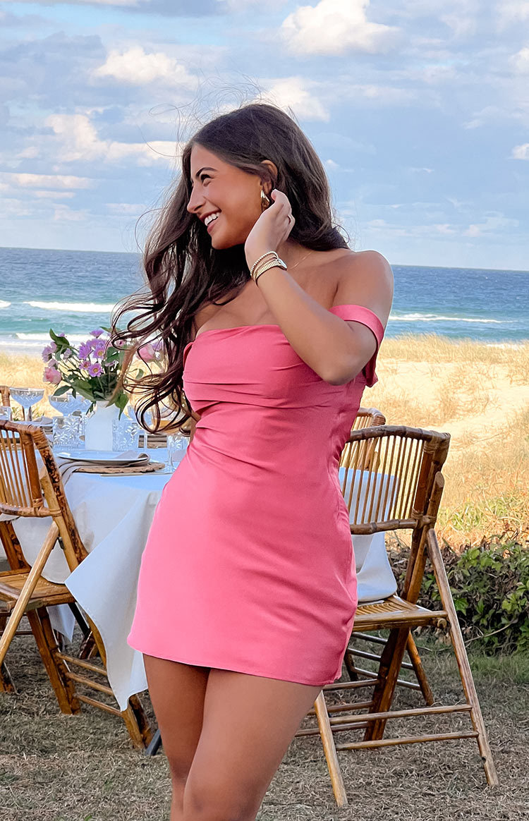Zoella Pink Off The Shoulder Mini Dress-Vavasi.All Rights Reserved.