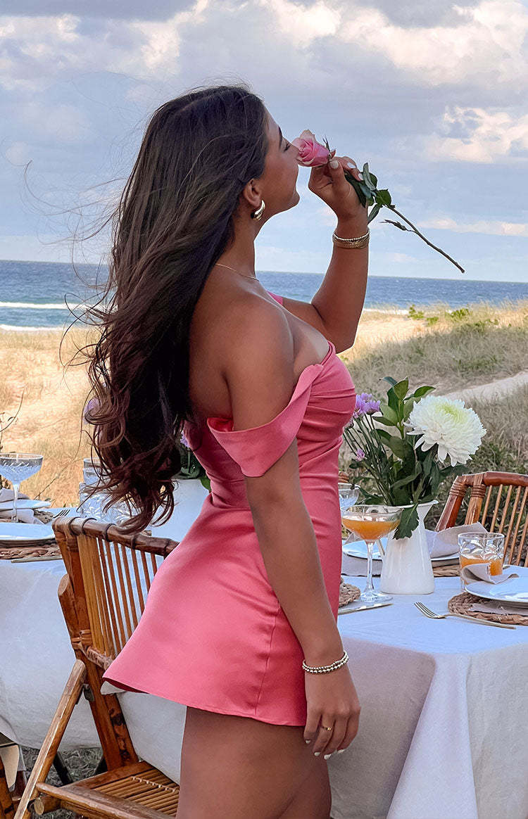 Zoella Pink Off The Shoulder Mini Dress-Vavasi.All Rights Reserved.