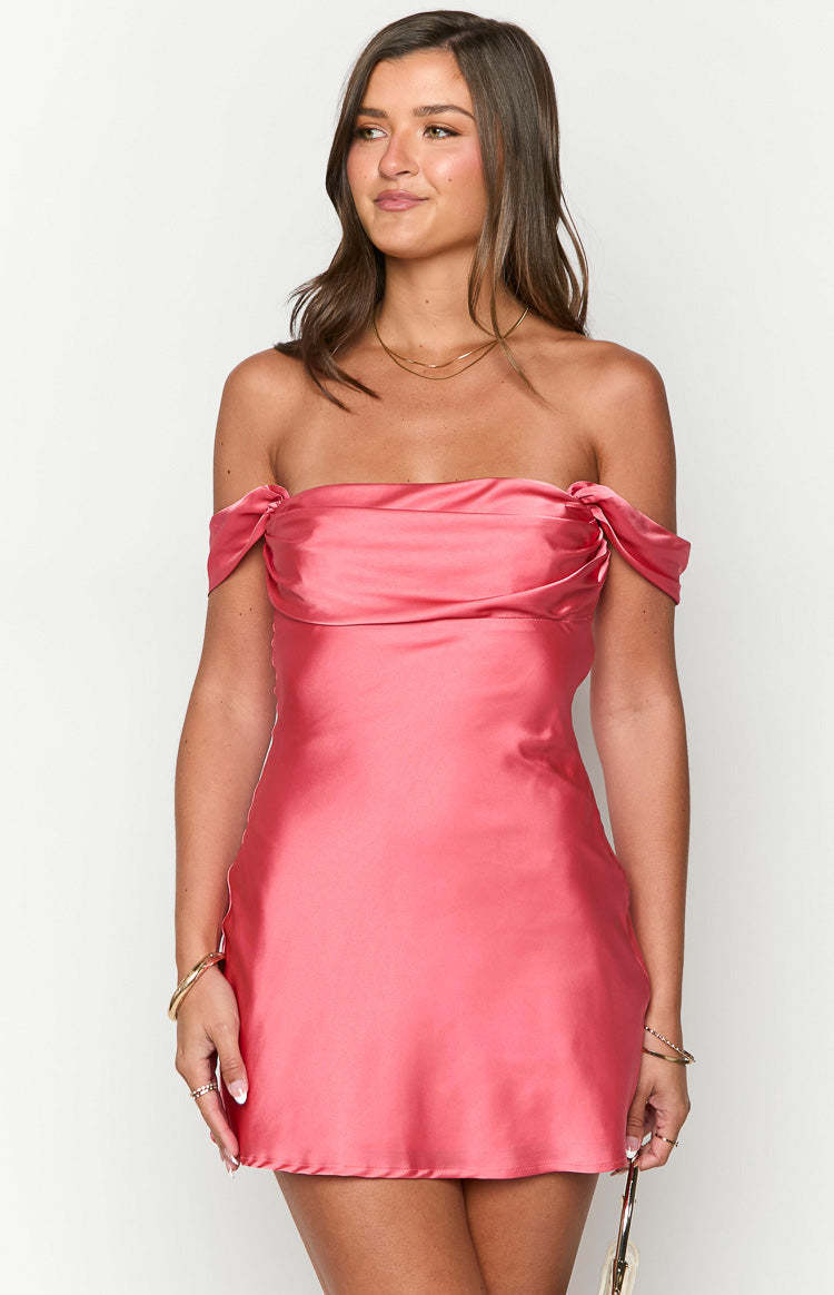 Zoella Pink Off The Shoulder Mini Dress-Vavasi.All Rights Reserved.