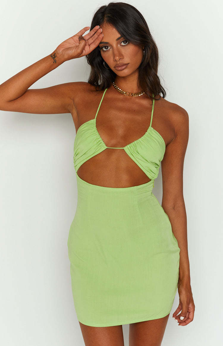 Zona Green Mini Dress-Vavasi.All Rights Reserved.