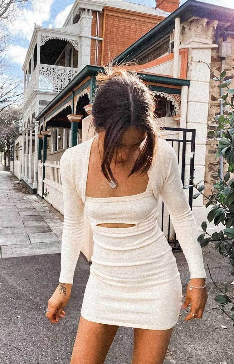 Zuri Knit Dress with Bolero Cream-Vavasi.All Rights Reserved.