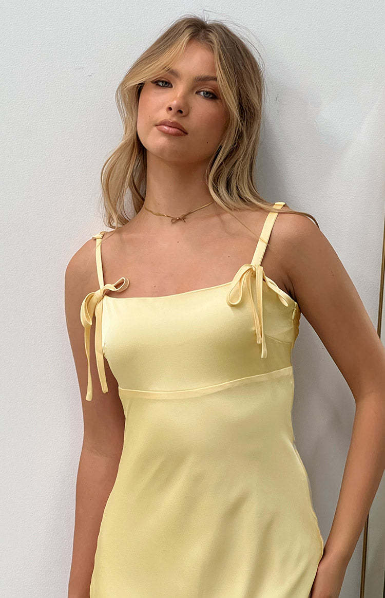 Zya Yellow Satin Maxi Dress-Vavasi.All Rights Reserved.