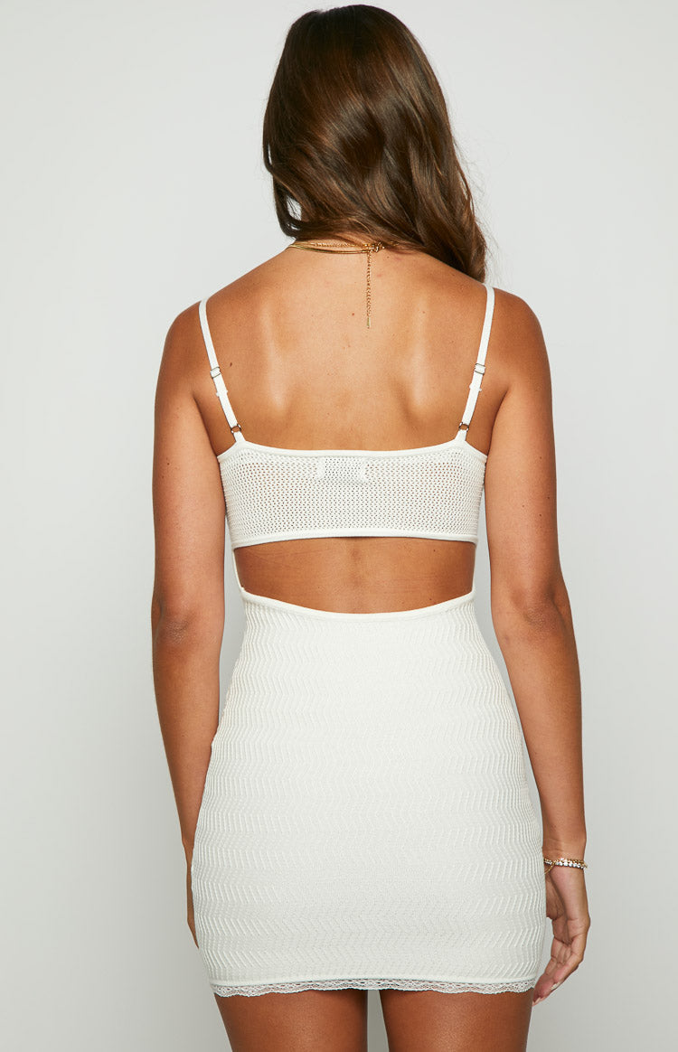 Adena White Knit Mini Dress-Vavasi.All Rights Reserved.
