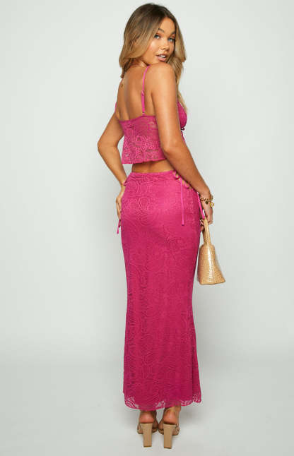 Alexia Fuschia Lace Tie Up Maxi Skirt-Vavasi.All Rights Reserved.