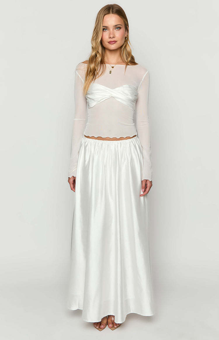 Alonza White Long Sleeve Top-Vavasi.All Rights Reserved.