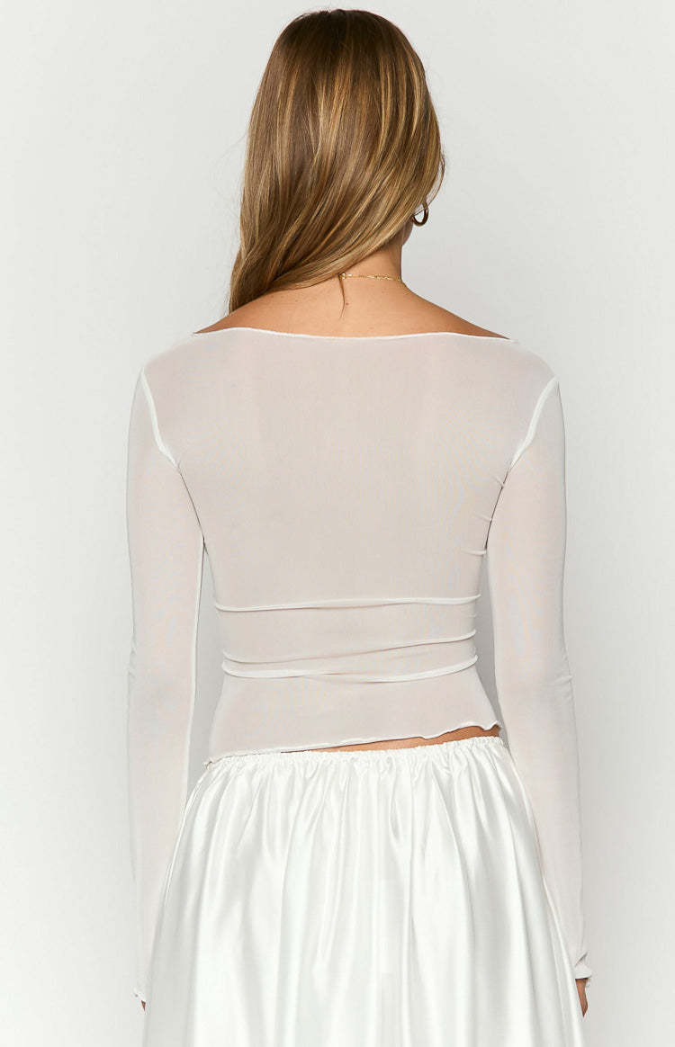 Alonza White Long Sleeve Top-Vavasi.All Rights Reserved.