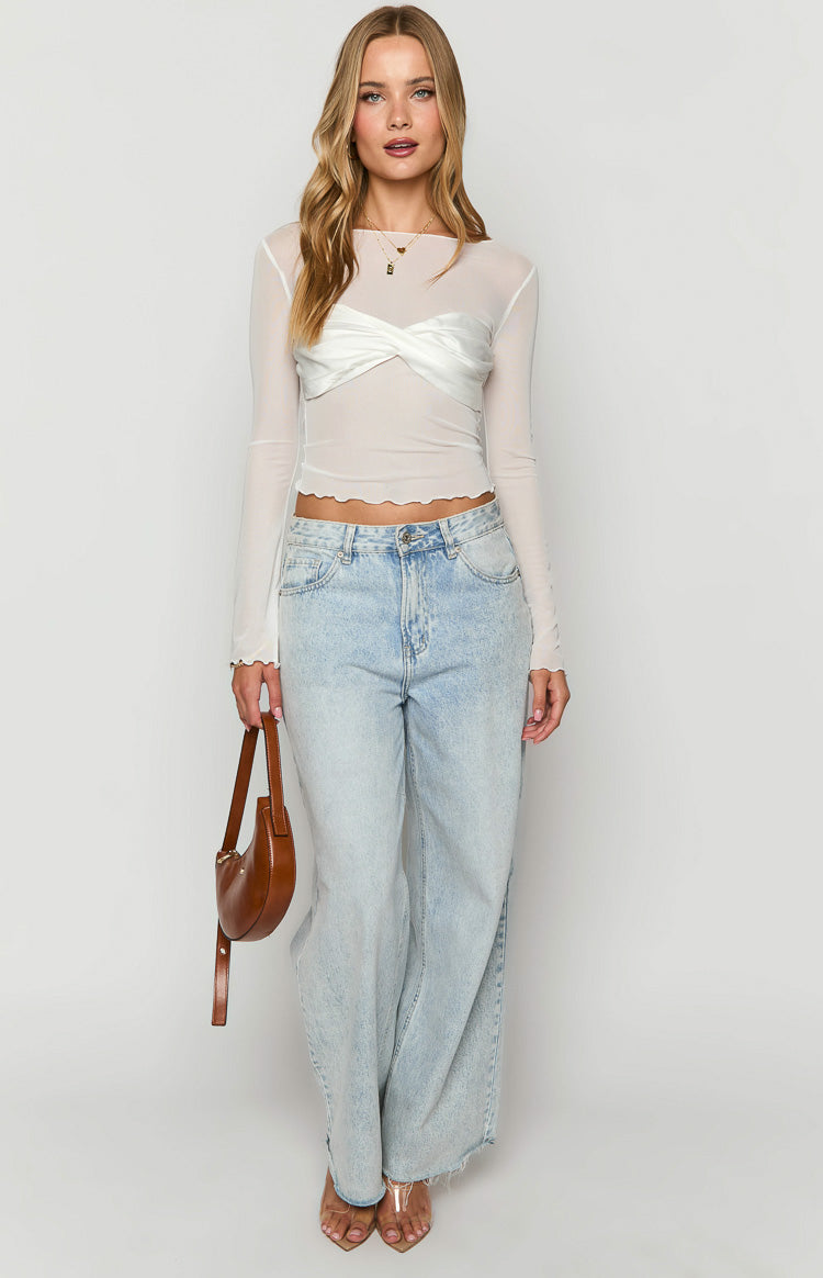 Alonza White Long Sleeve Top-Vavasi.All Rights Reserved.