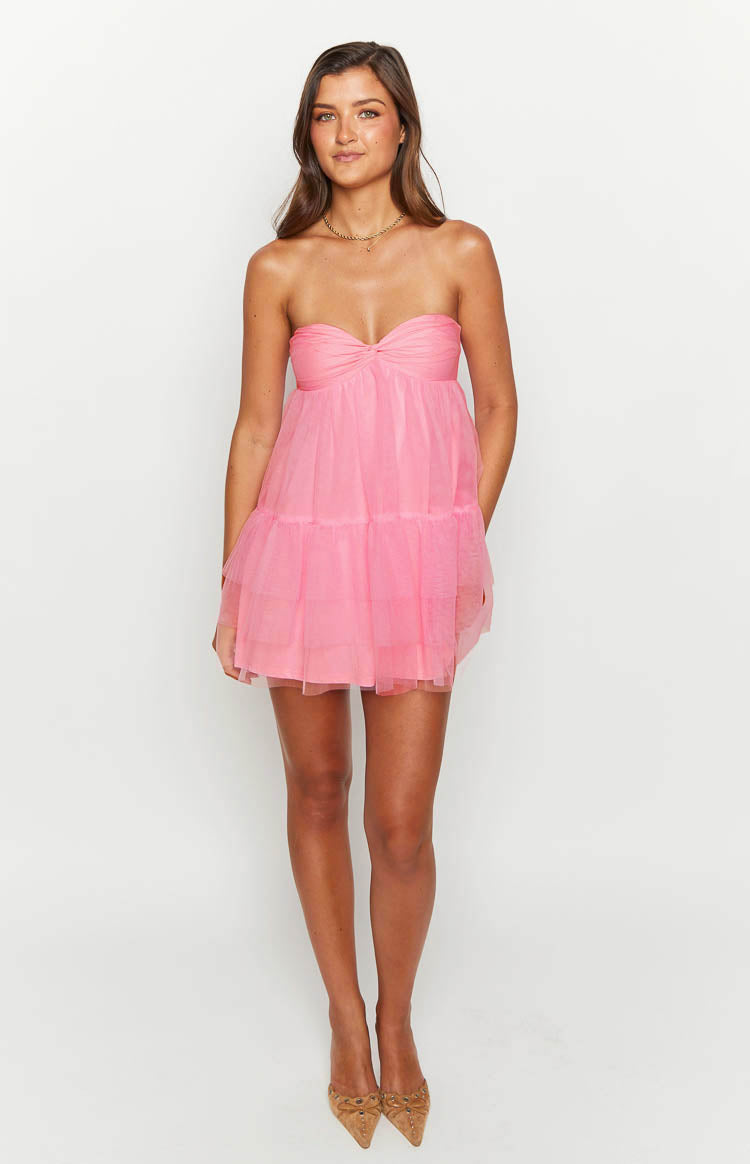 Amba Pink Strapless Mini Dress-Vavasi.All Rights Reserved.