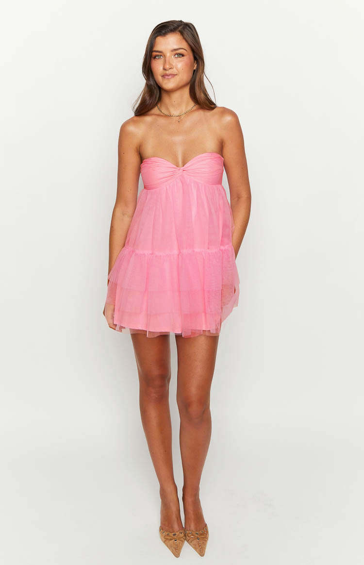 Amba Pink Strapless Mini Dress-Vavasi.All Rights Reserved.