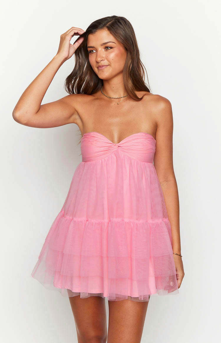 Amba Pink Strapless Mini Dress-Vavasi.All Rights Reserved.