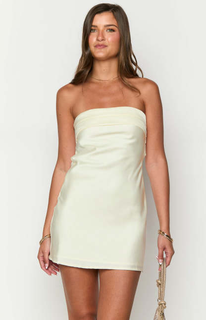Annie Cream Strapless Mini Dress-Vavasi.All Rights Reserved.