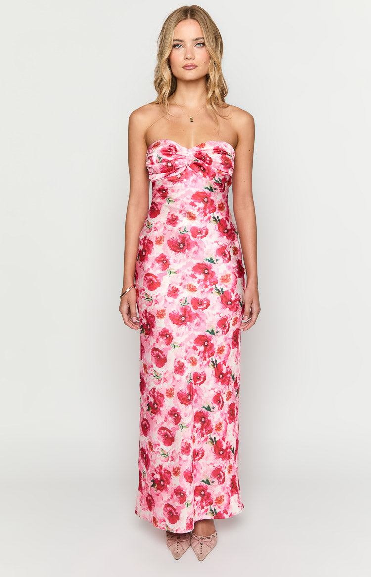 Ashley Pink Floral Formal Maxi Dress-Vavasi.All Rights Reserved.