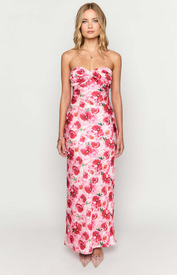 Ashley Pink Floral Formal Maxi Dress-Vavasi.All Rights Reserved.