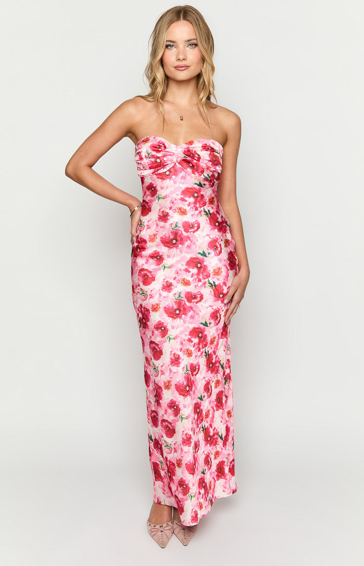 Ashley Pink Floral Formal Maxi Dress-Vavasi.All Rights Reserved.