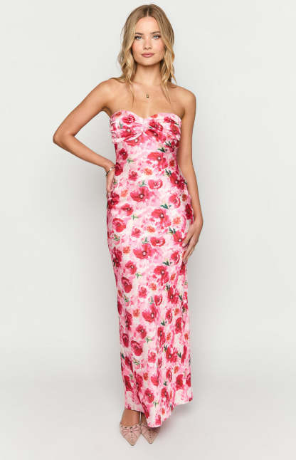 Ashley Pink Floral Formal Maxi Dress-Vavasi.All Rights Reserved.