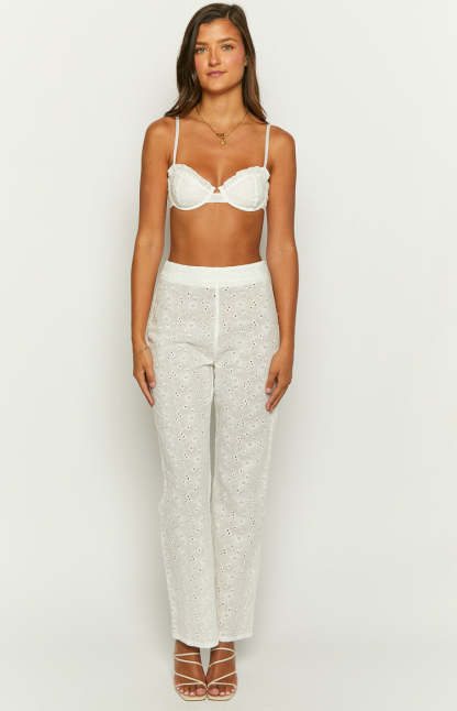 Ash White Floral Pants-Vavasi.All Rights Reserved.