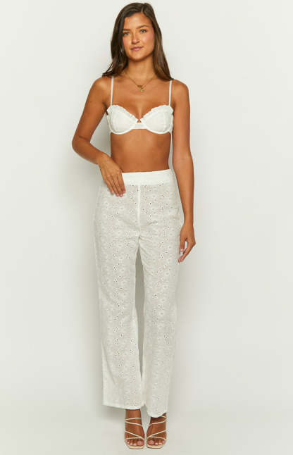 Ash White Floral Pants-Vavasi.All Rights Reserved.