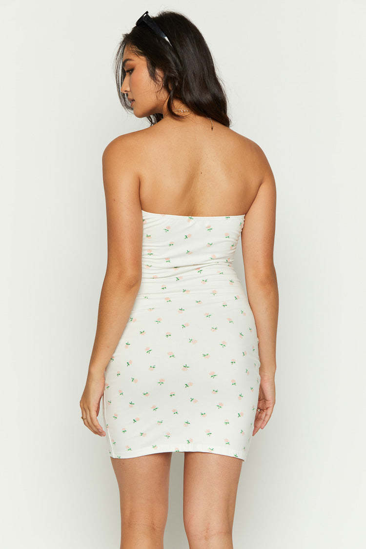 Auli White Floral Strapless Mini Dress-Vavasi.All Rights Reserved.