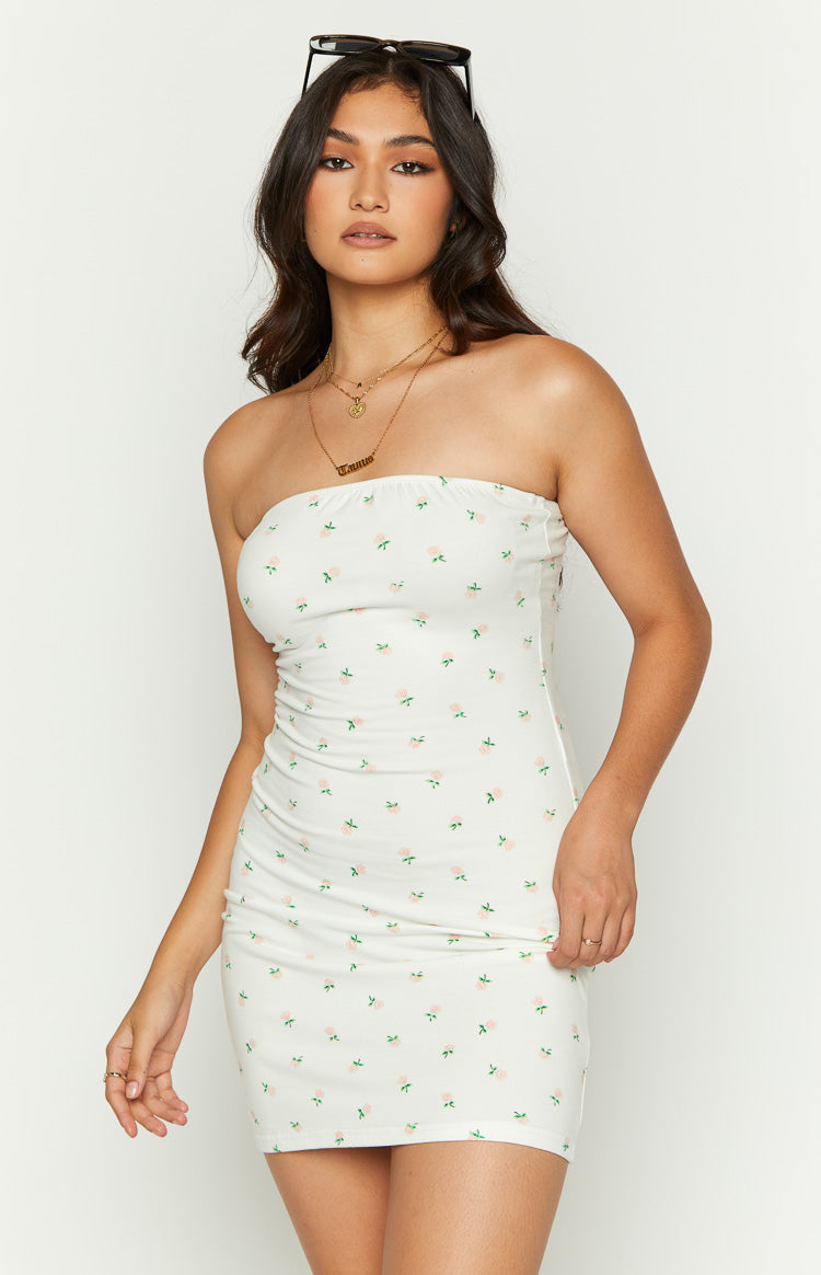 Auli White Floral Strapless Mini Dress-Vavasi.All Rights Reserved.