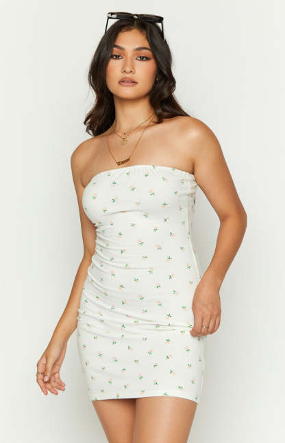 Auli White Floral Strapless Mini Dress-Vavasi.All Rights Reserved.