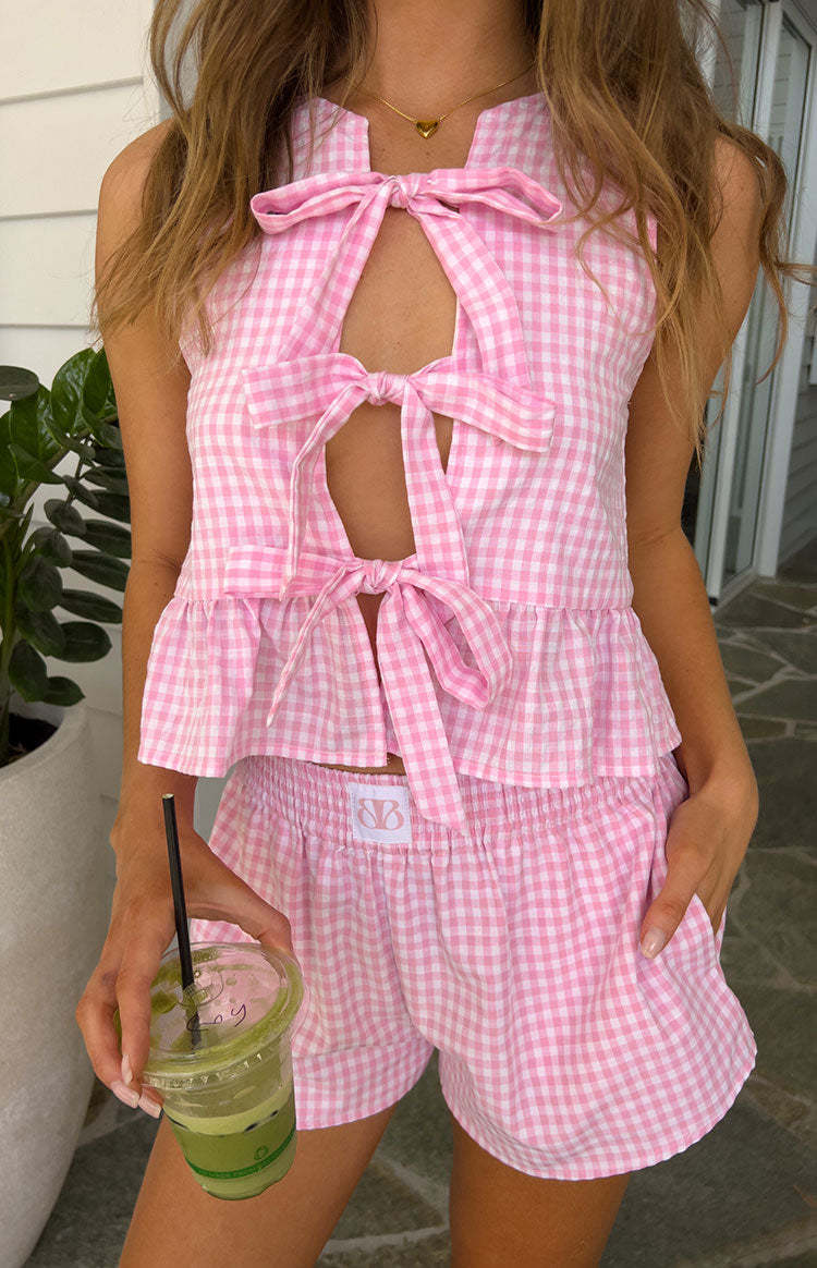 Baxter Pink Gingham Top-Vavasi.All Rights Reserved.