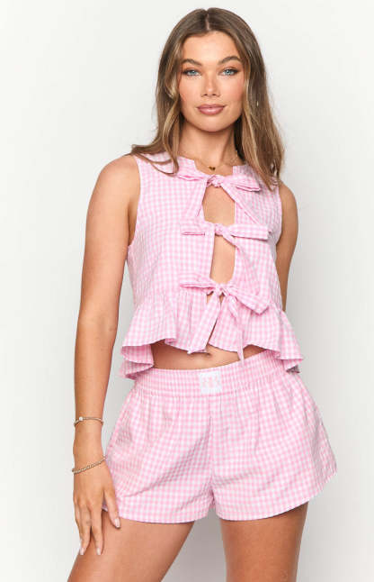 Baxter Pink Gingham Shorts-Vavasi.All Rights Reserved.