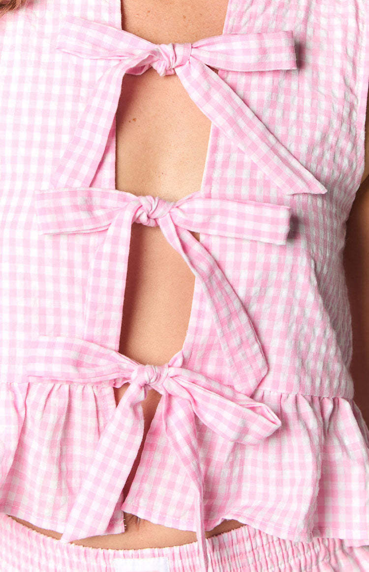 Baxter Pink Gingham Top-Vavasi.All Rights Reserved.
