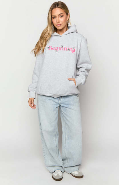Beginning Grey Marl Koala Bubble Hoodie-Vavasi.All Rights Reserved.