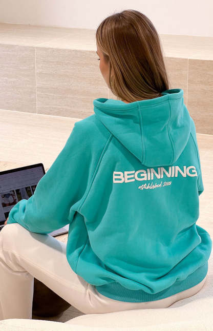 Beginning Teal Established Bubble Hoodie-Vavasi.All Rights Reserved.