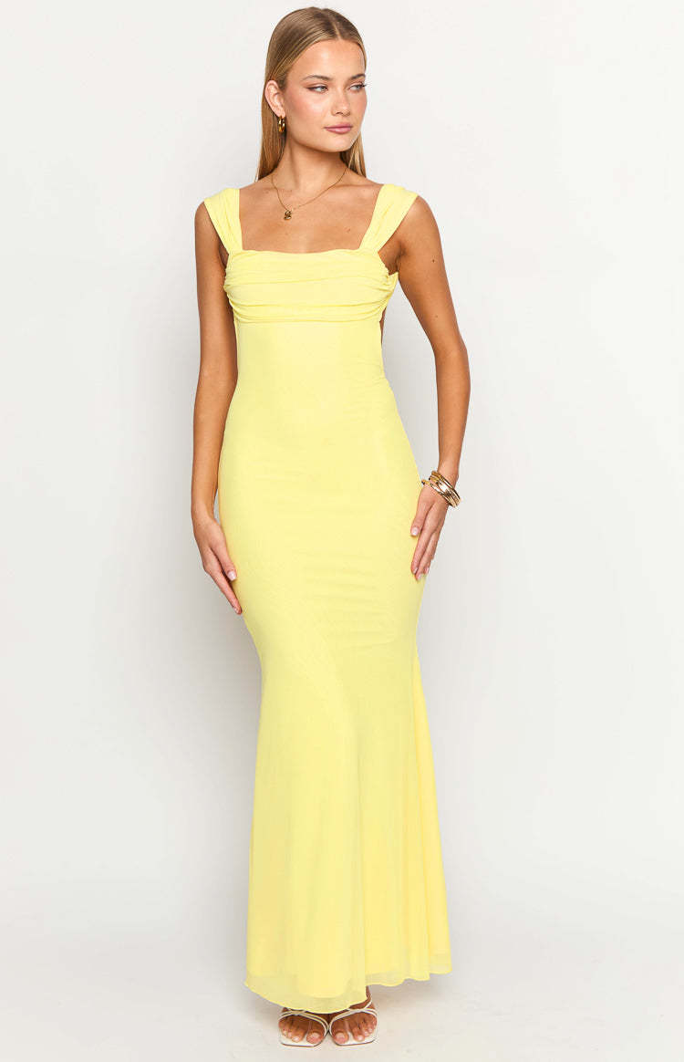 Beverley Yellow Mesh Maxi Dress-Vavasi.All Rights Reserved.