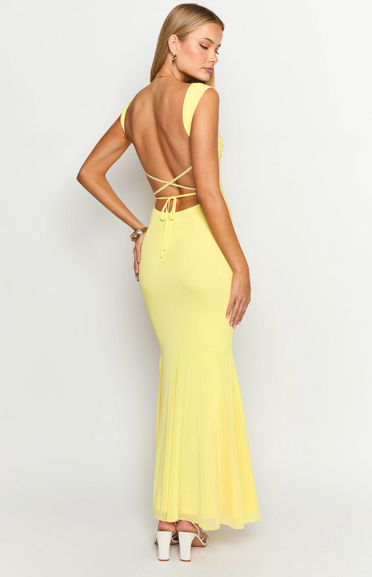 Beverley Yellow Mesh Maxi Dress-Vavasi.All Rights Reserved.