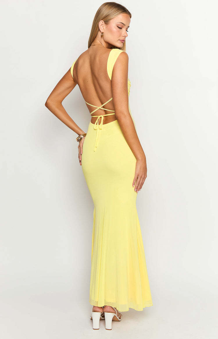 Beverley Yellow Mesh Maxi Dress-Vavasi.All Rights Reserved.