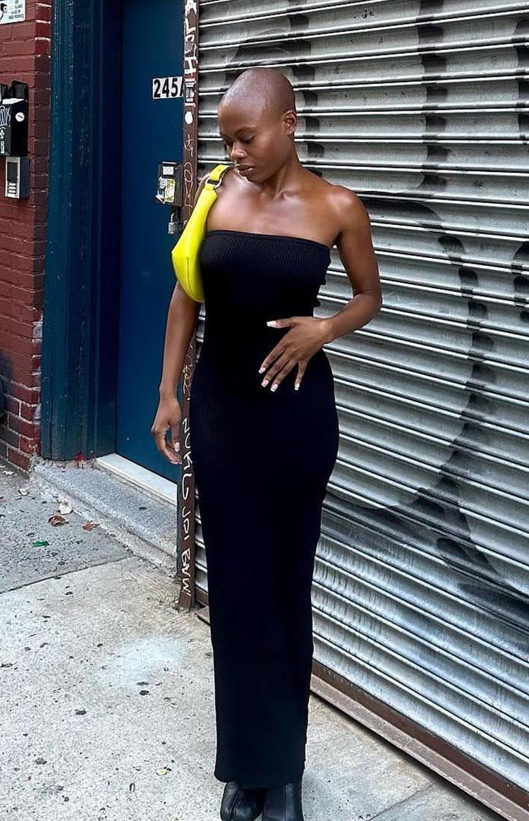 Ava Black Strapless Knit Maxi Dress-Vavasi.All Rights Reserved.
