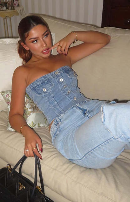 Wilma Mid Wash Denim Button Top-Vavasi.All Rights Reserved.