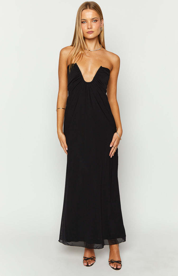 Braelyn Black Strapless Maxi Dress-Vavasi.All Rights Reserved.
