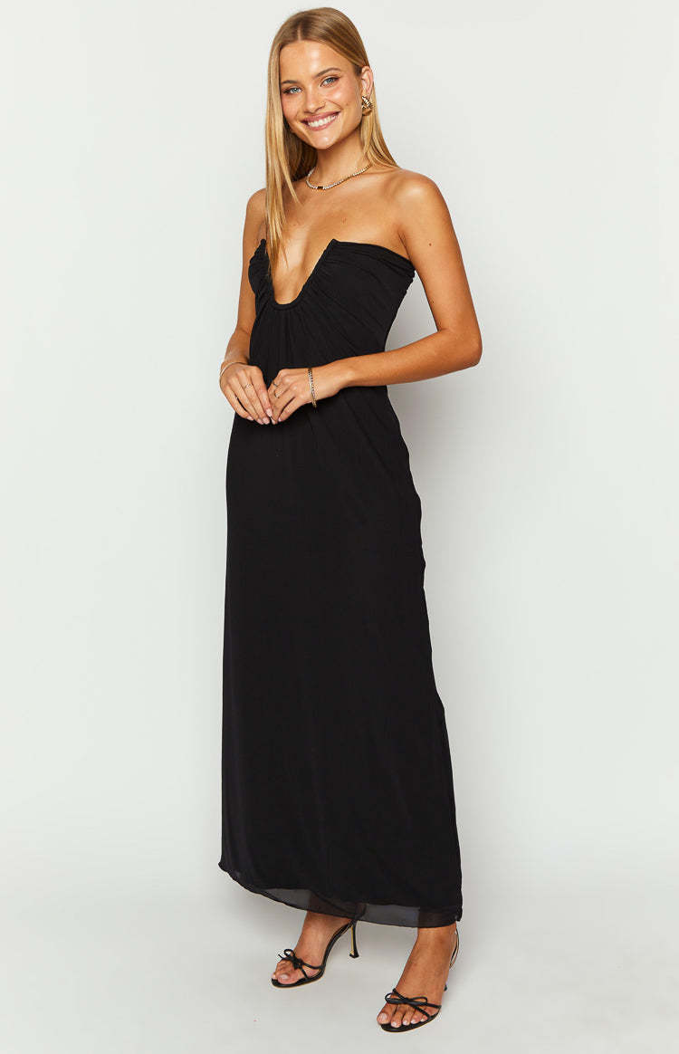 Braelyn Black Strapless Maxi Dress-Vavasi.All Rights Reserved.