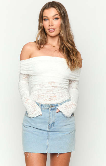 Brodie White Lace Off The Shoulder Top-Vavasi.All Rights Reserved.