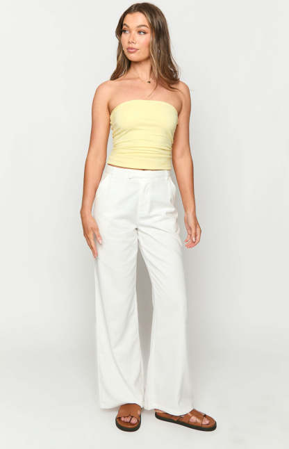 Cabo White Linen Blend Pants-Vavasi.All Rights Reserved.