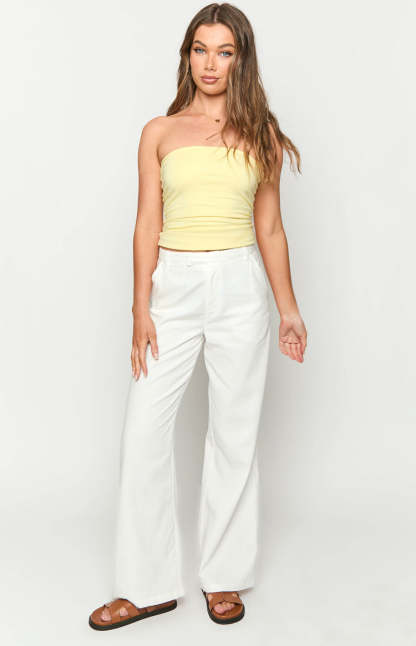 Cabo White Linen Blend Pants-Vavasi.All Rights Reserved.