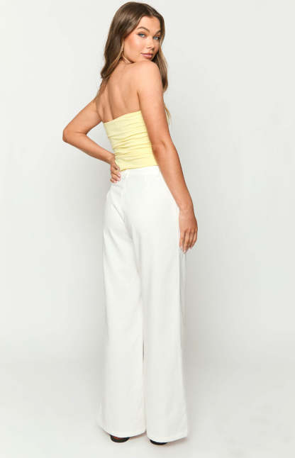 Cabo White Linen Blend Pants-Vavasi.All Rights Reserved.