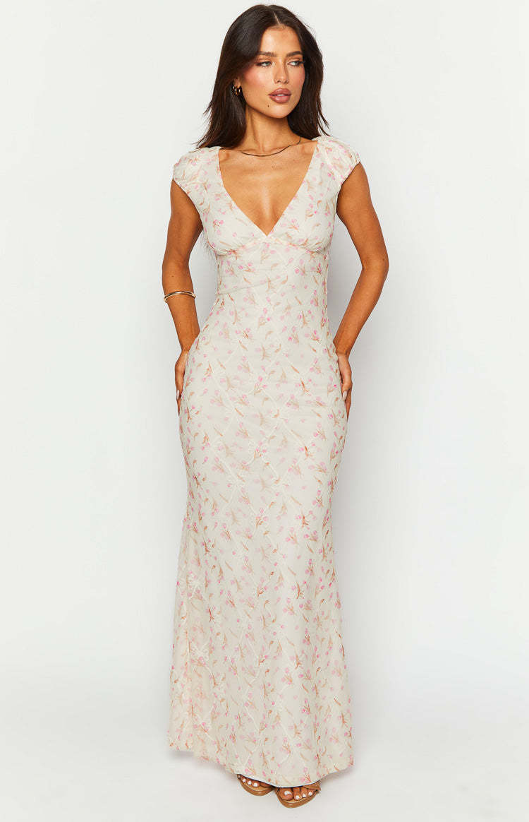 Cali White Floral Maxi Dress-Vavasi.All Rights Reserved.