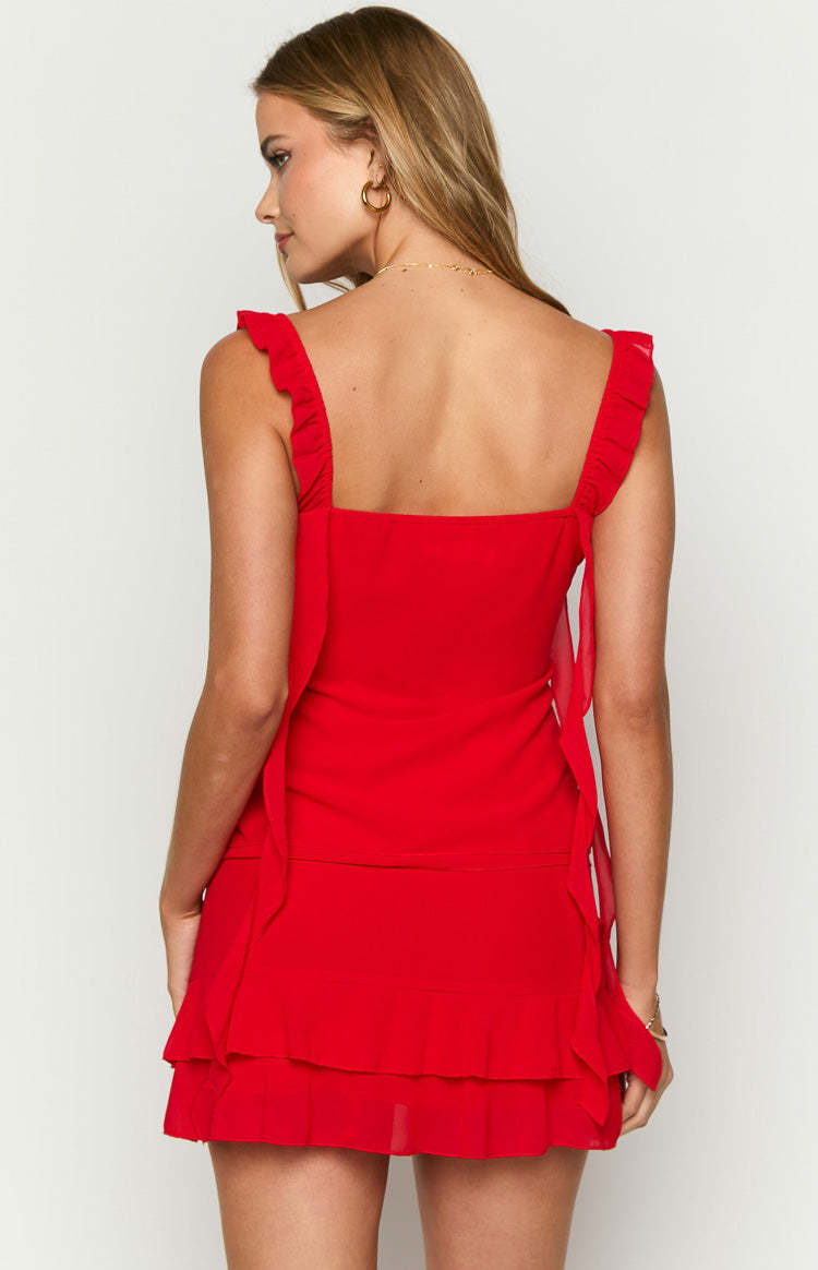 Caspian Red Chiffon Top-Vavasi.All Rights Reserved.