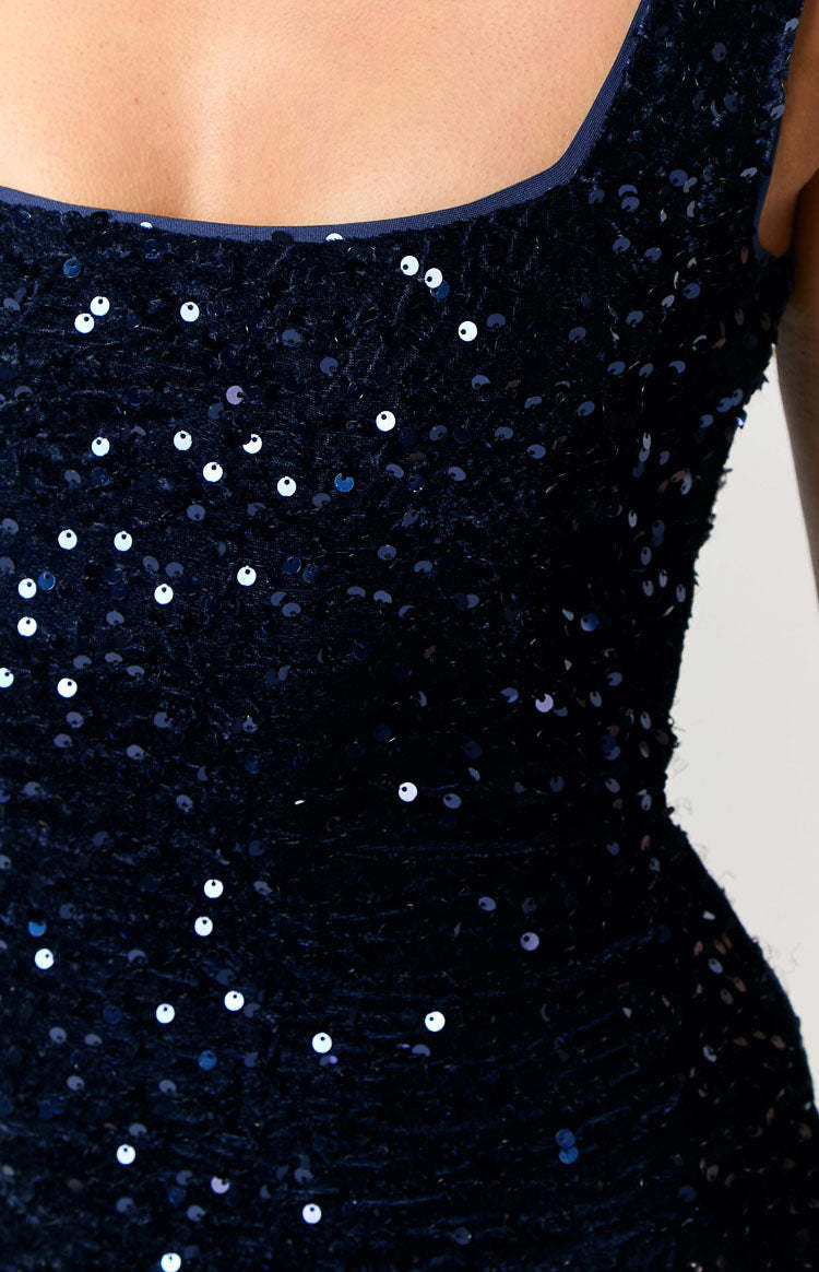 Charming Navy Sequin Mini Dress-Vavasi.All Rights Reserved.