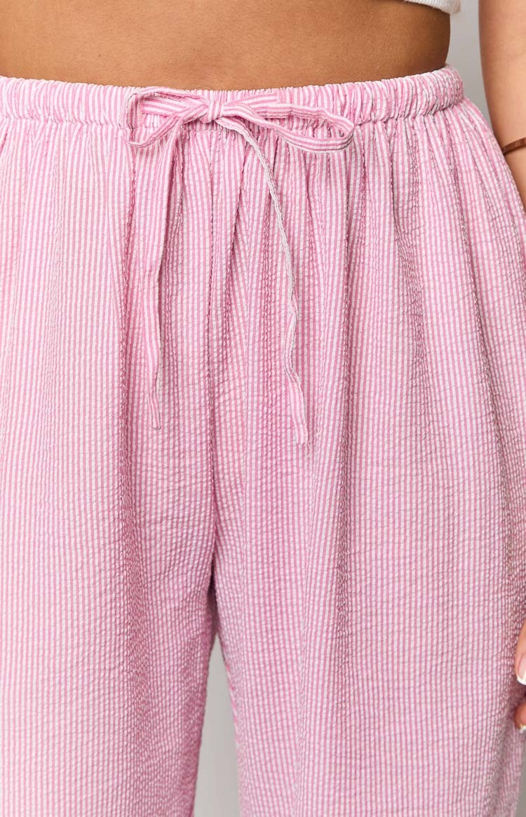 Cici Pink Striped Drawstring Pants-Vavasi.All Rights Reserved.