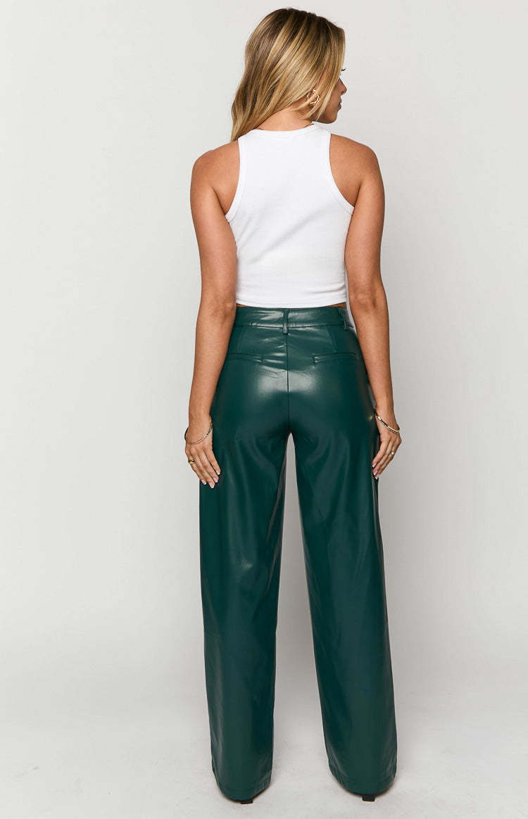 Cool Shade Forest Green PU Pants-Vavasi.All Rights Reserved.