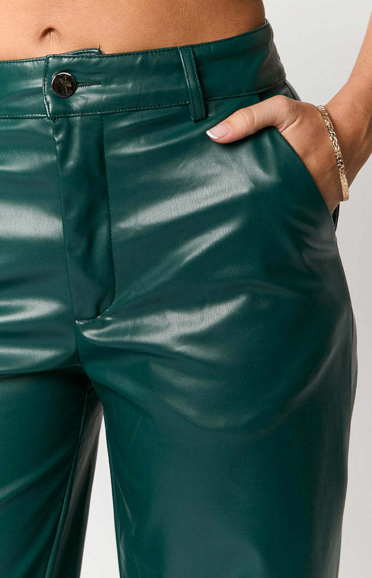 Cool Shade Forest Green PU Pants-Vavasi.All Rights Reserved.