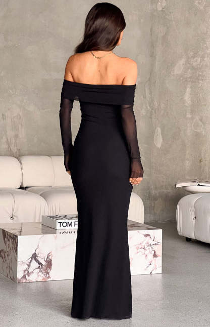 Coraline Black Long Sleeve Maxi Dress-Vavasi.All Rights Reserved.