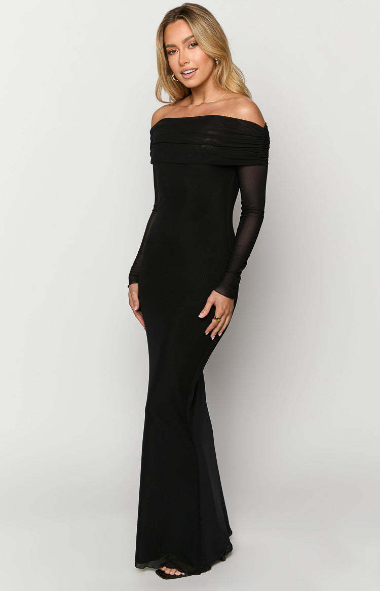Coraline Black Long Sleeve Maxi Dress-Vavasi.All Rights Reserved.