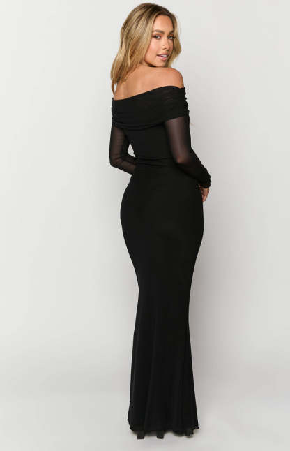 Coraline Black Long Sleeve Maxi Dress-Vavasi.All Rights Reserved.
