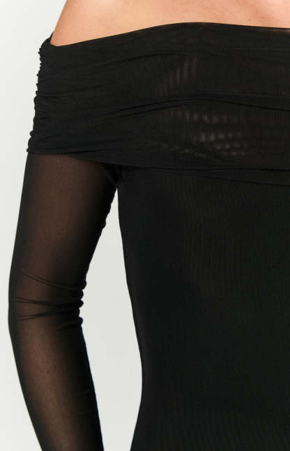 Coraline Black Long Sleeve Maxi Dress-Vavasi.All Rights Reserved.